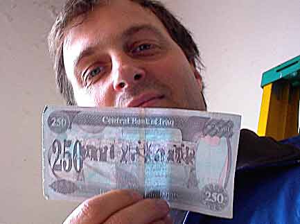 Me with Iraq Money and Sadam 250 Dinars note